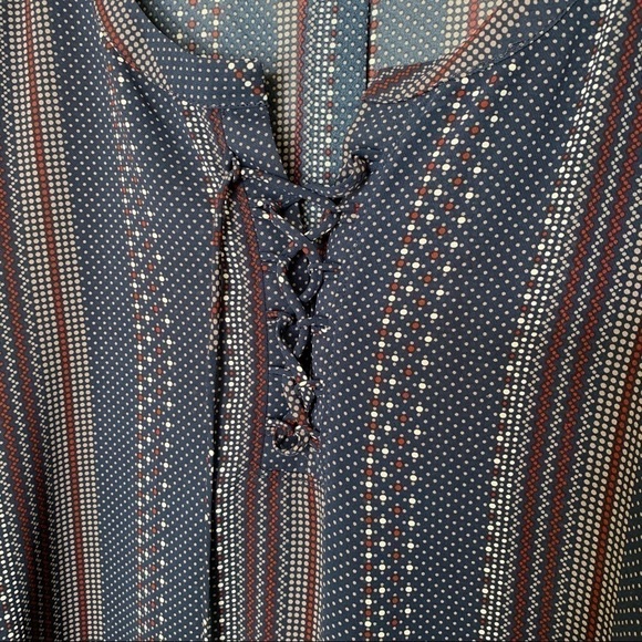 Anthropologie Pleione Semi Sheer Blouse lace up - Picture 9 of 10